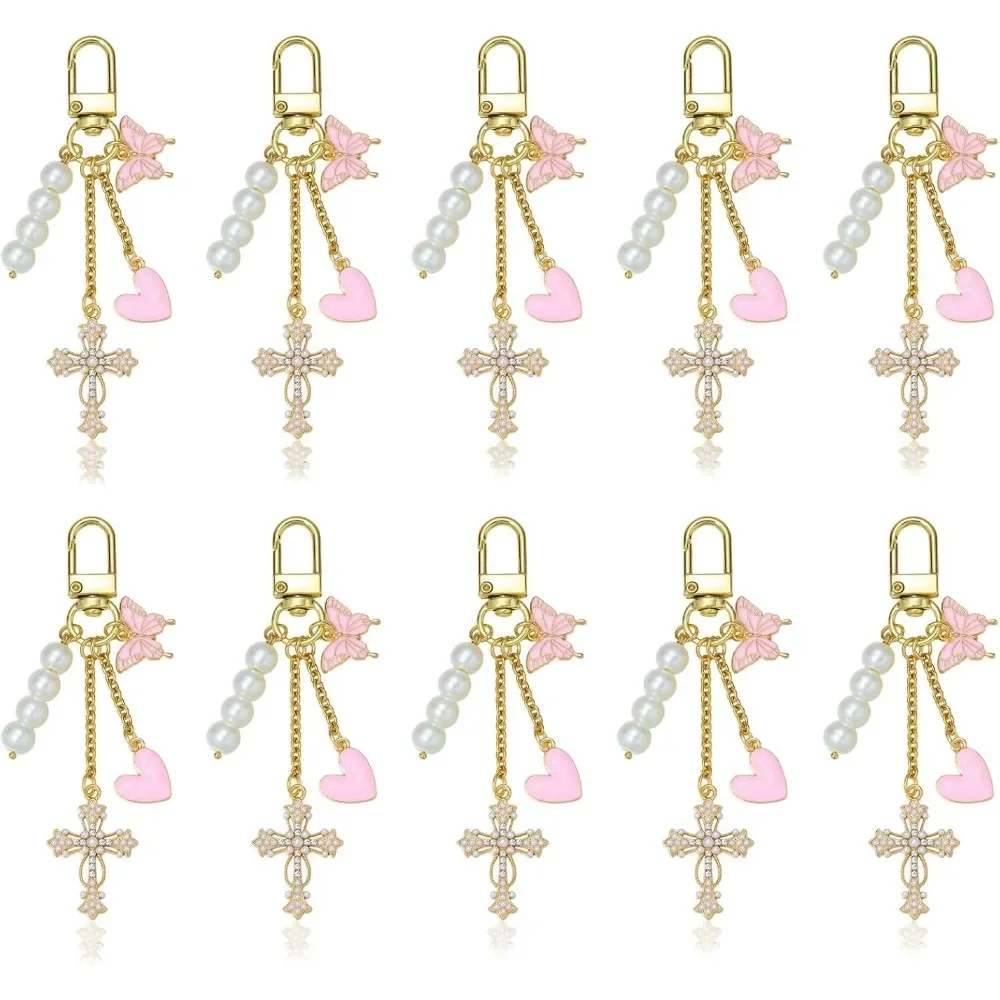 Women Bags For Eid - 5-15Pcs Pink Butterfly Heart Cross Pearl