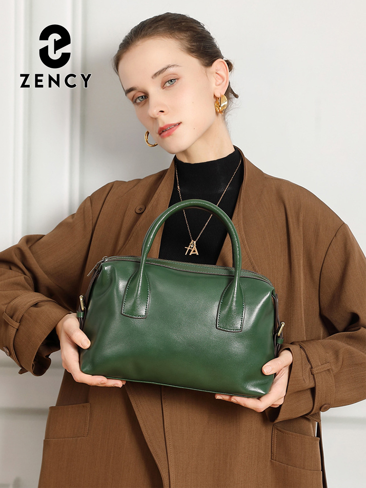 Women'S Bags Top 10 - Zency Fashion Retro Genuine Leather Top-handle