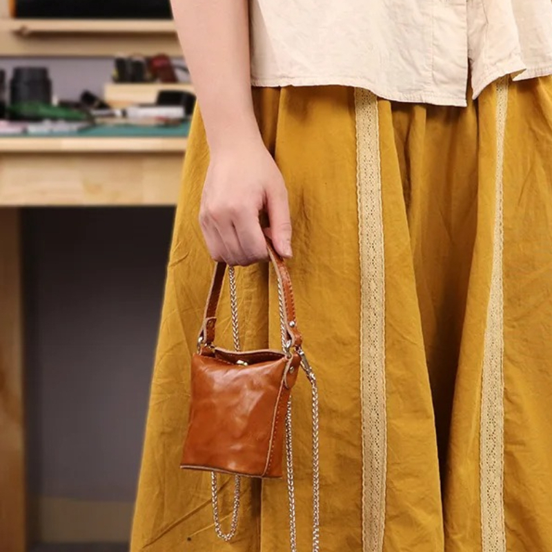 Women'S Bags Top 10 - Oil Wax Leather Mini Bucket Bag