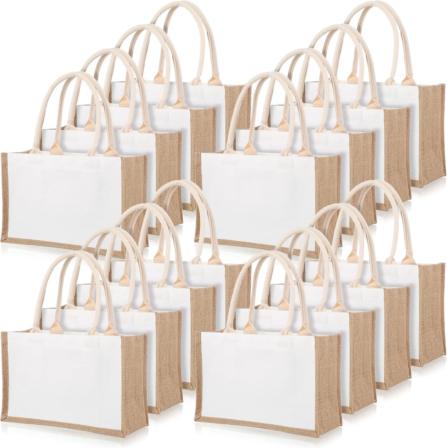 16 Pack Burlap Tote Bags Jute  - Women Bags For Eid 评论和价格