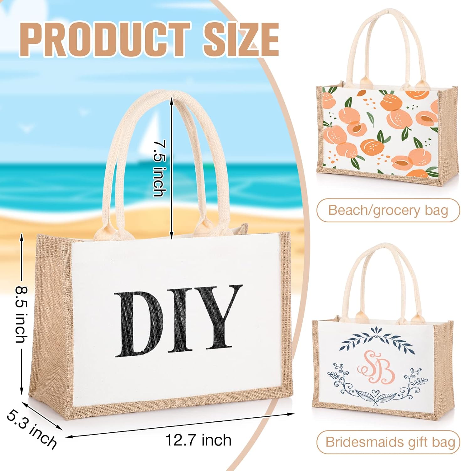 16 Pack Burlap Tote Bags Jute  - Women Bags For Eid 评论和价格