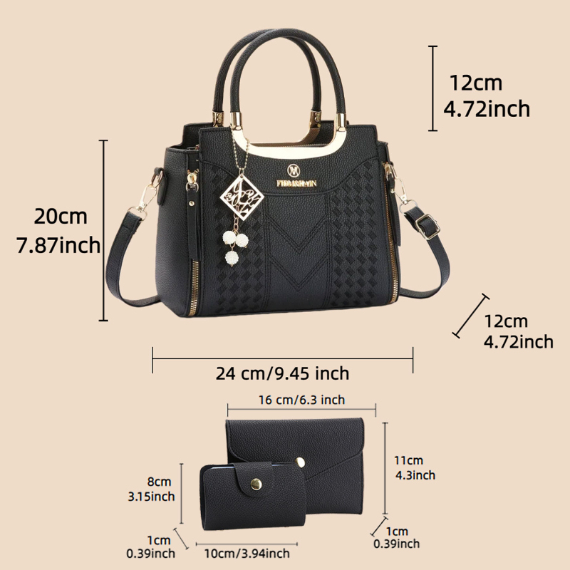 3-piece handbag set made of ly - Women Bags Leather 评论和价格