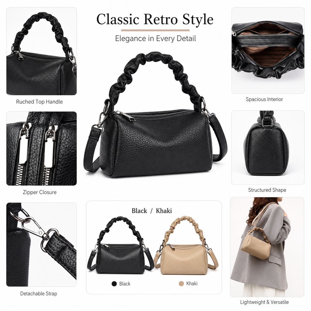 PU Leather Shoulder Bag Ruched - Women'S Bags Top 10 评论和价格