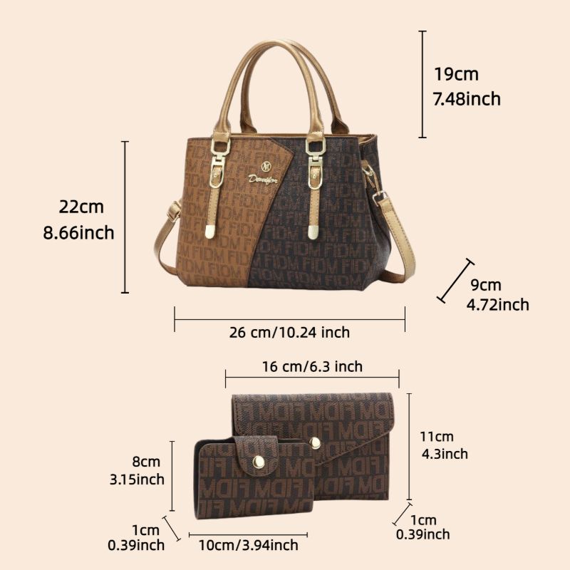 3-piece women's bag set, luxur - Women Bags Leather 评论和价格