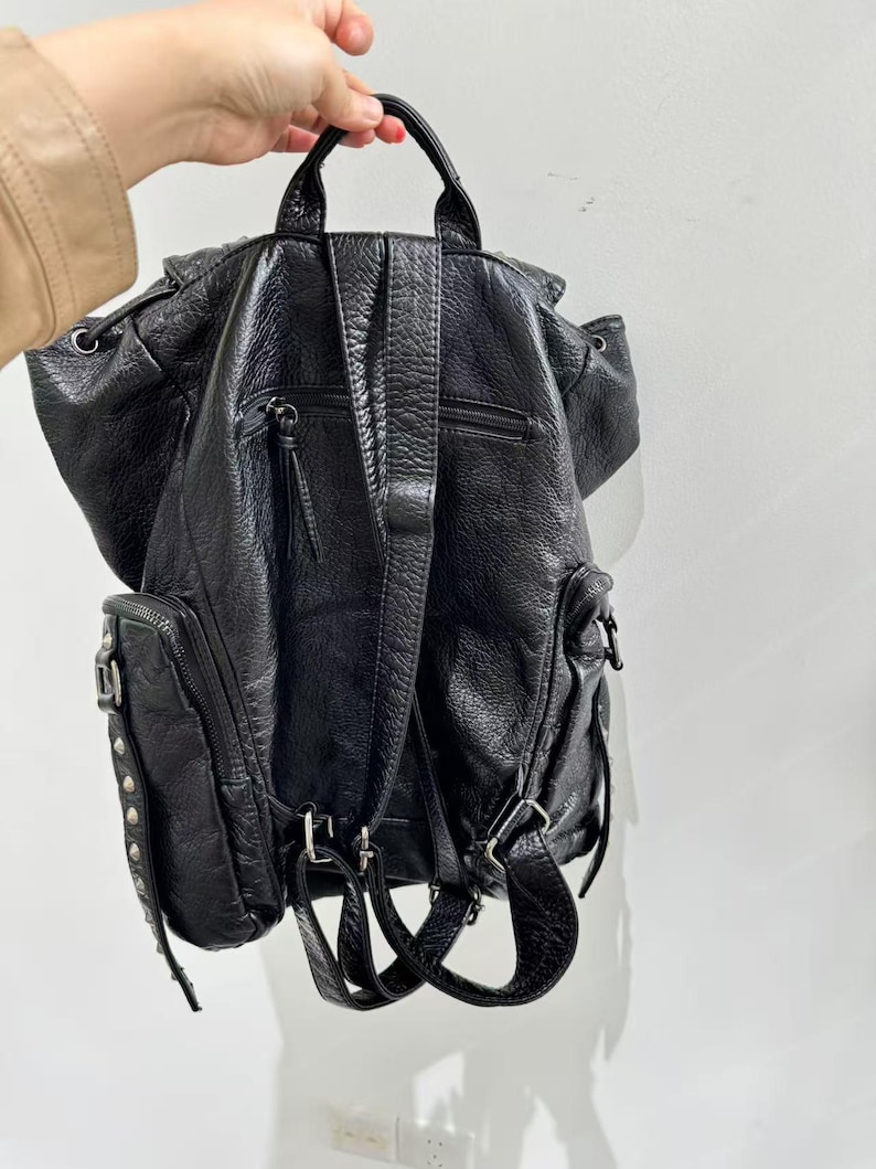 Gothic Punk PU Leather Shoulde - Women Bags Medium Size 评论和价格