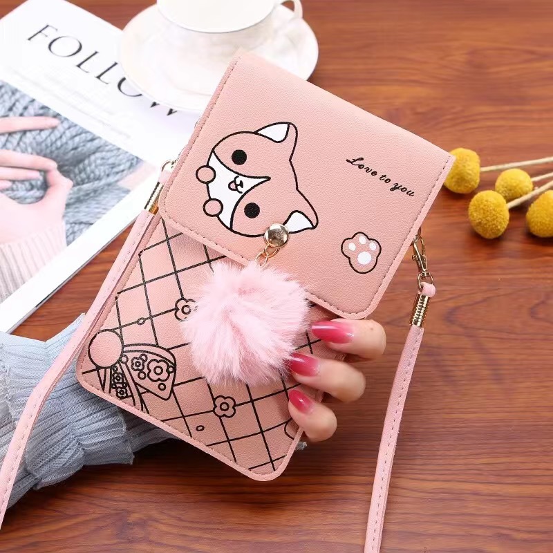Cute Cartoon Pattern Touch-Scr - Women Bags Leather 评论和价格