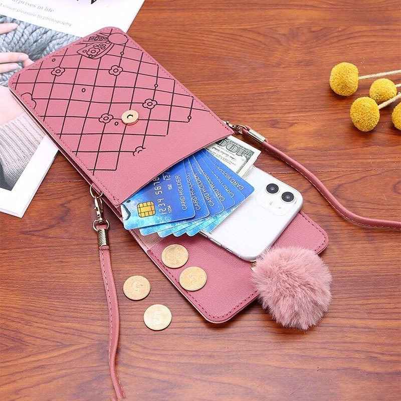 Cute Cartoon Pattern Touch-Scr - Women Bags Leather 评论和价格