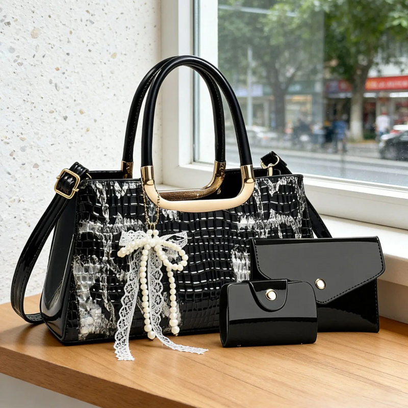 Women's Handbag Set, Crocodile - Women Bags Leather 评论和价格