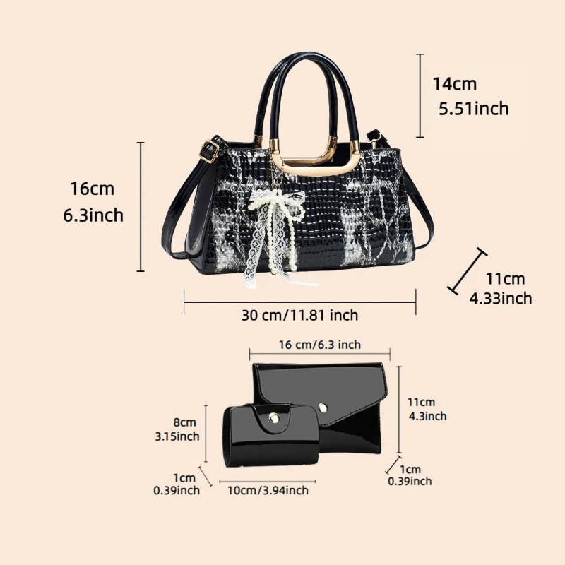 Women's Handbag Set, Crocodile - Women Bags Leather 评论和价格