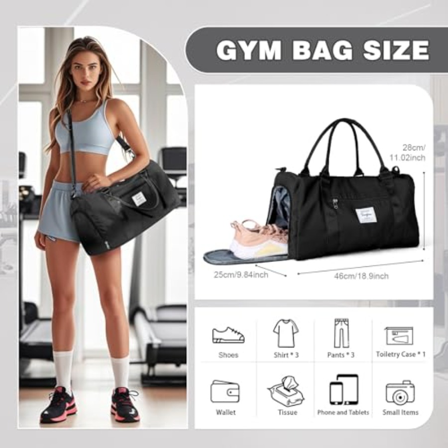 Small Black Sports Gym Duffel  - Women Bags Leather 评论和价格