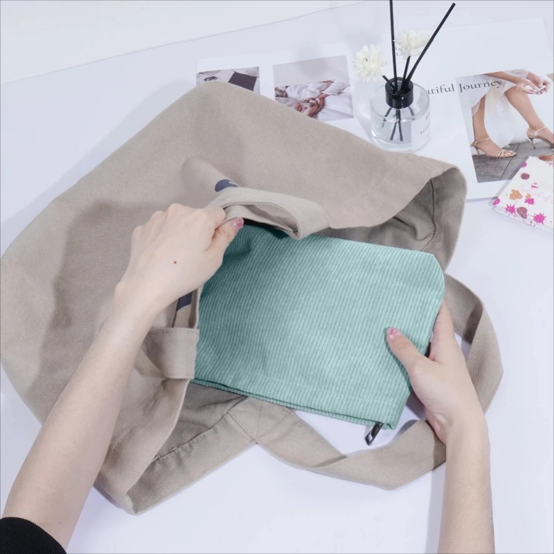 Corduroy Travel Cosmetic Bag P - Women Bags Medium Size 评论和价格