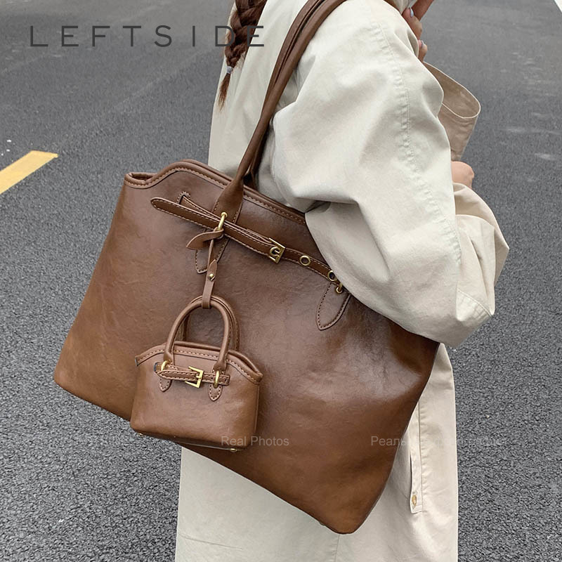LEFTSIDE Big PU Leather Short  - Women Bags For Airport 评论和价格