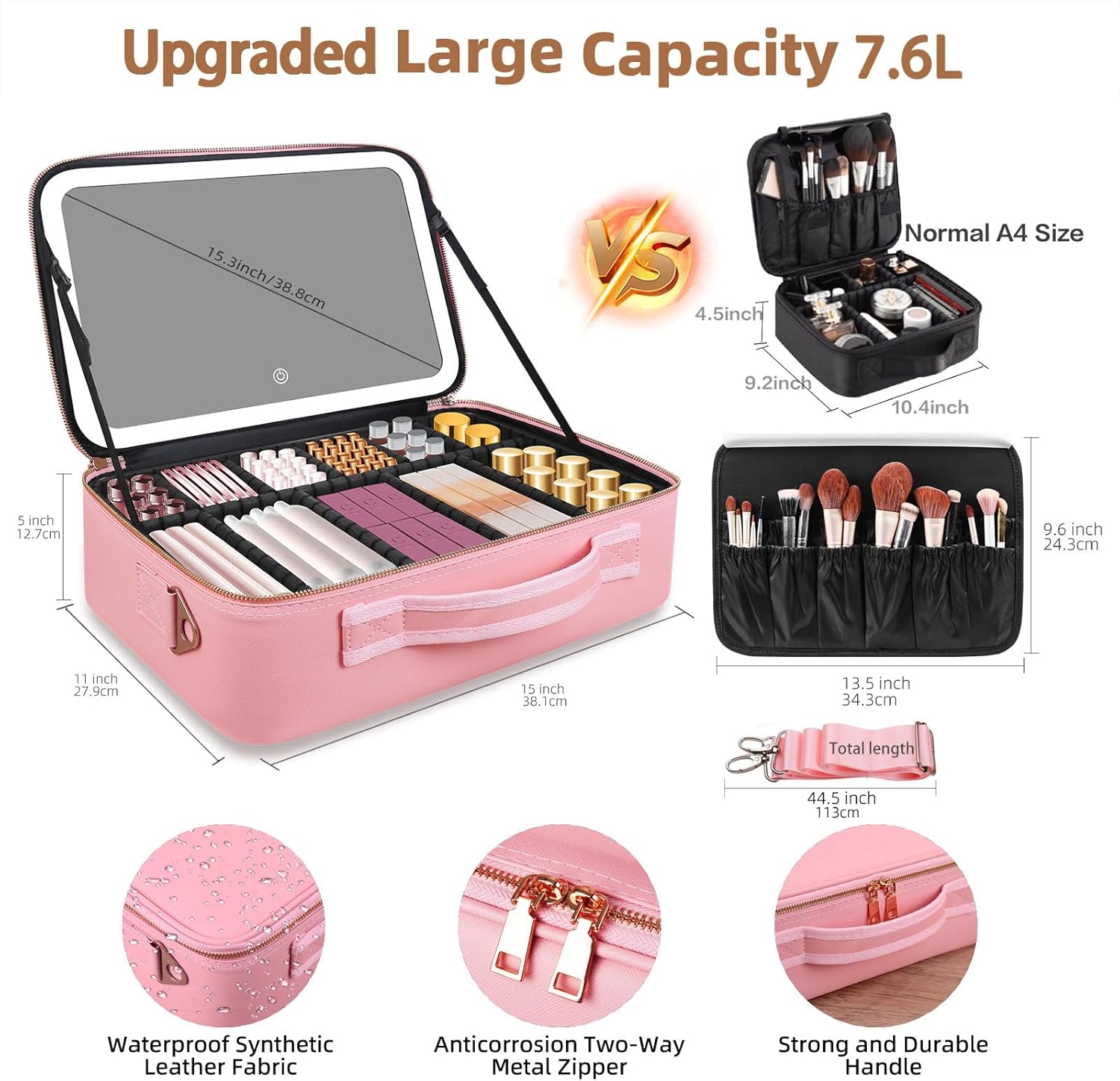 Large Capacity Makeup Bag 15'' - Women Bags Large 评论和价格