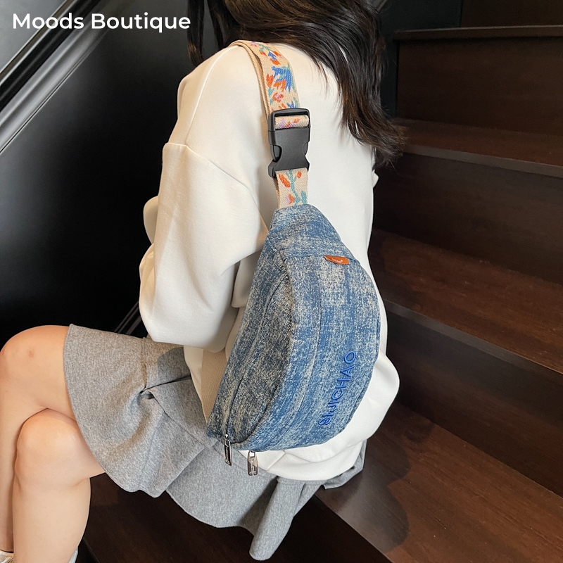 Denim Blue Chest Bags For Wome - Women Bags Trend 2025 评论和价格